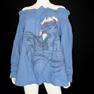 Disney Parks The Little Mermaid Off The Shoulder Blouse Blue Top Women's XL